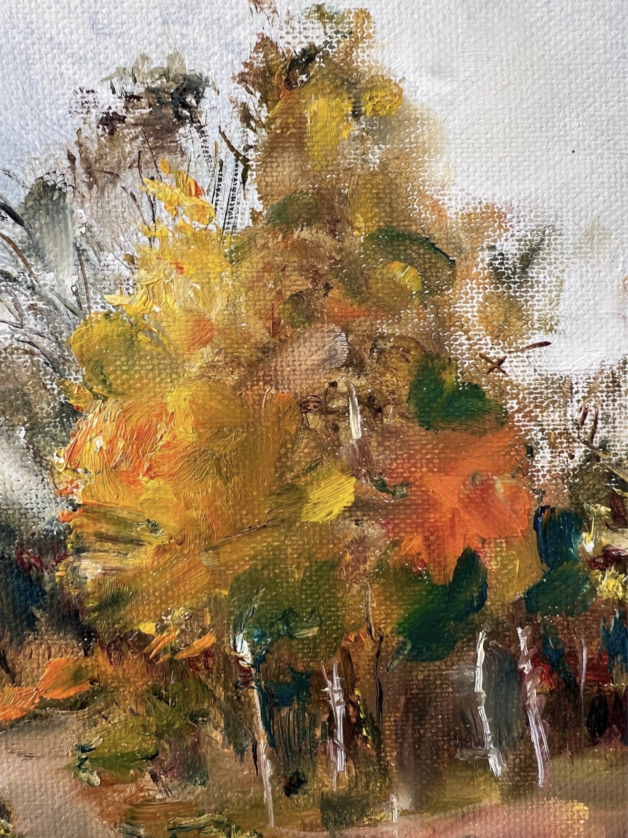 Detail of the painting Kyiv Autumn by Marina Stognieva